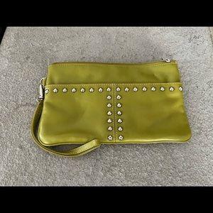 Olive green wristlet with silver studs